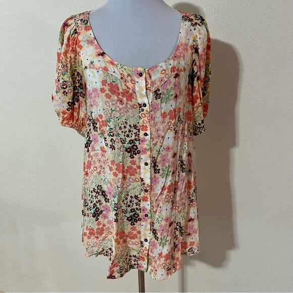 Free People FP Callie Floral Print Tunic Mini Dress in Vintage Combo XS - Picture 2 of 9